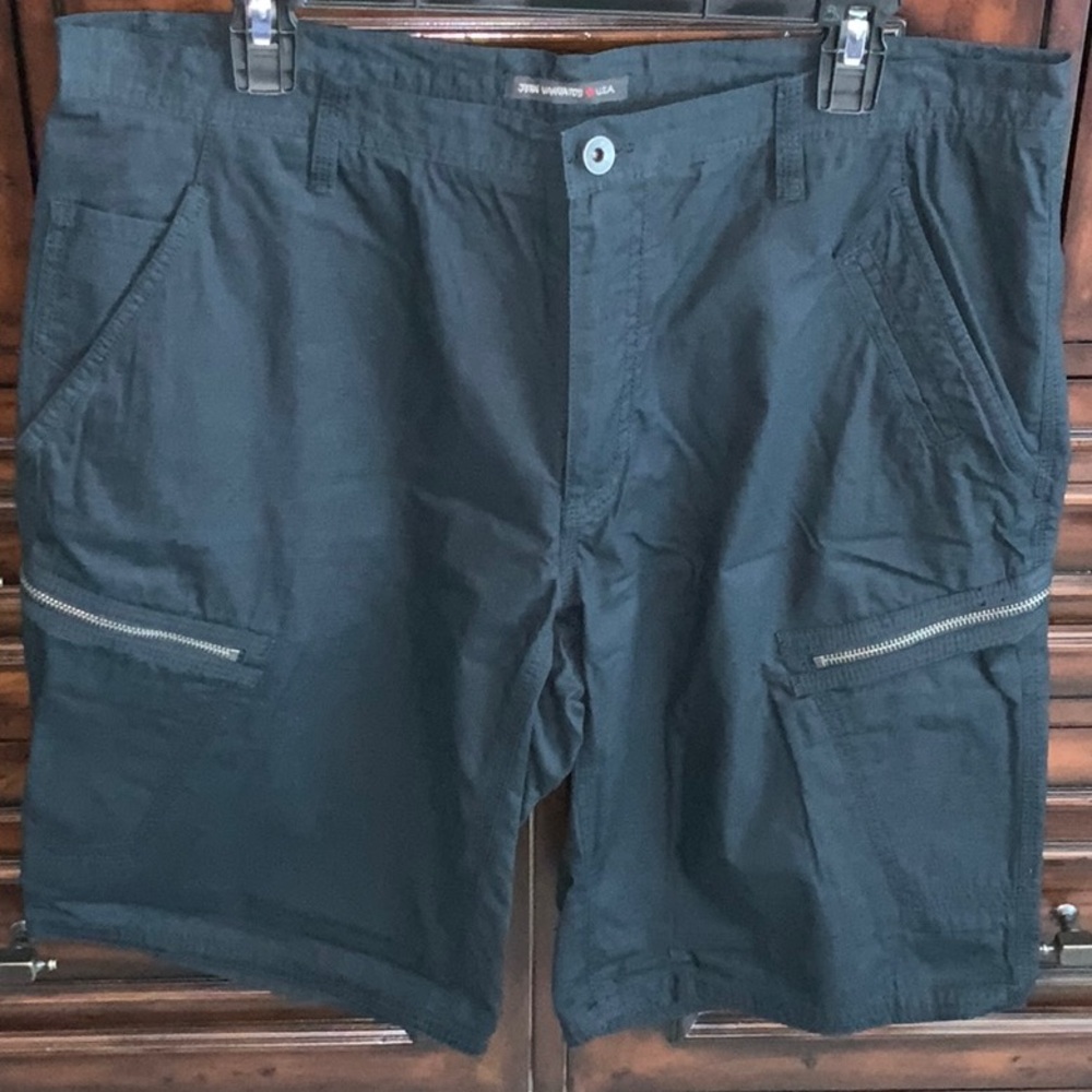 John Varvatos Black Cargo Shorts, Size 36